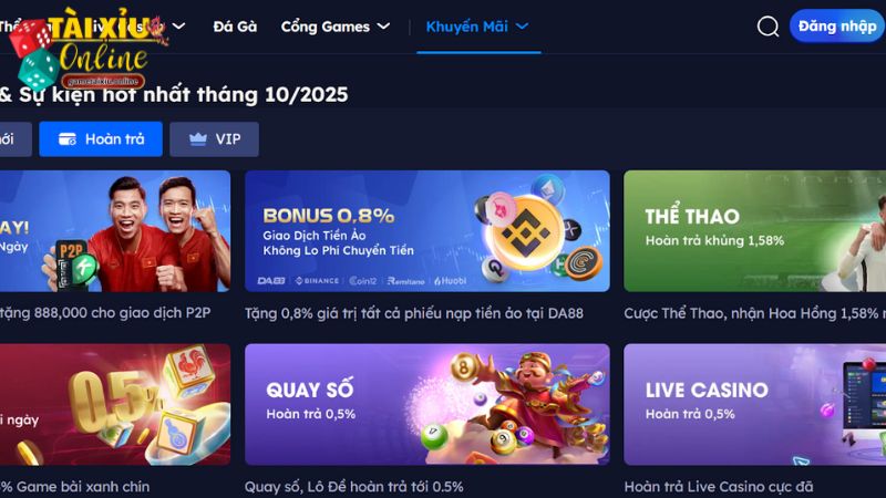 Những gói khuyến mãi DA88 mới nhất dành cho bet thủ