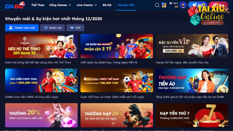 Những khuyến mãi hấp dẫn nhất tại DA88