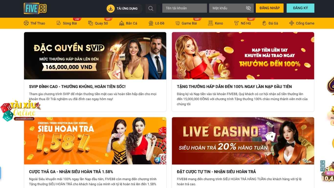 Danh sách khuyến mãi tại Five88